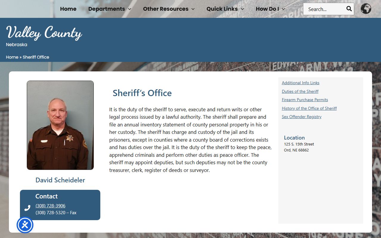 Garfield County inmate population regional jail lookup through Valley County Sheriff's Office